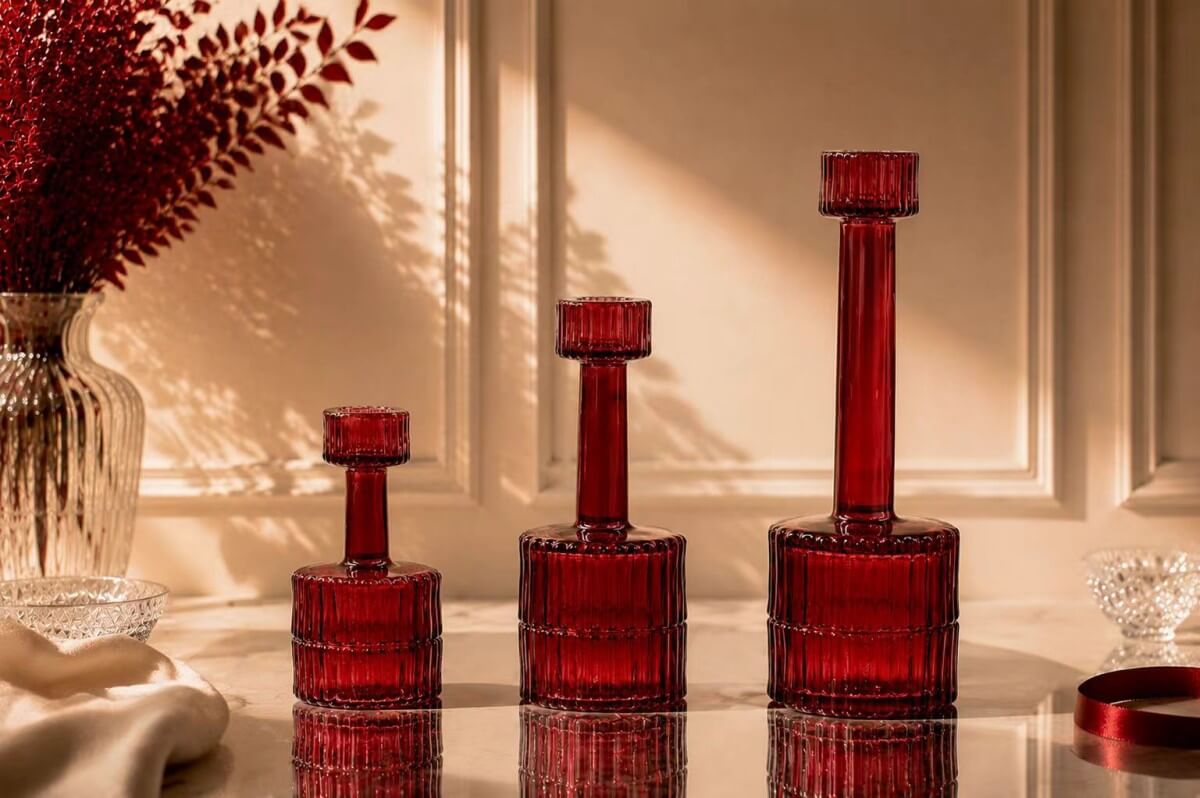 wholesale red crystal candle holder for sale