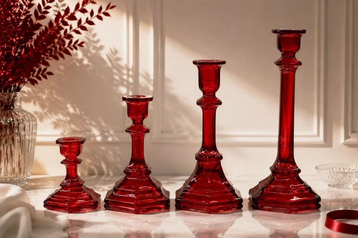 wholesale red crystal candle holder for events