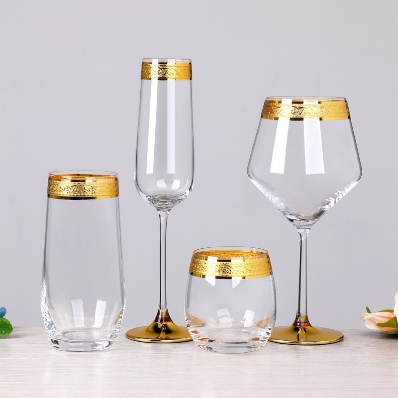 wholesale modern Gold Rimmed Wine Glass for events