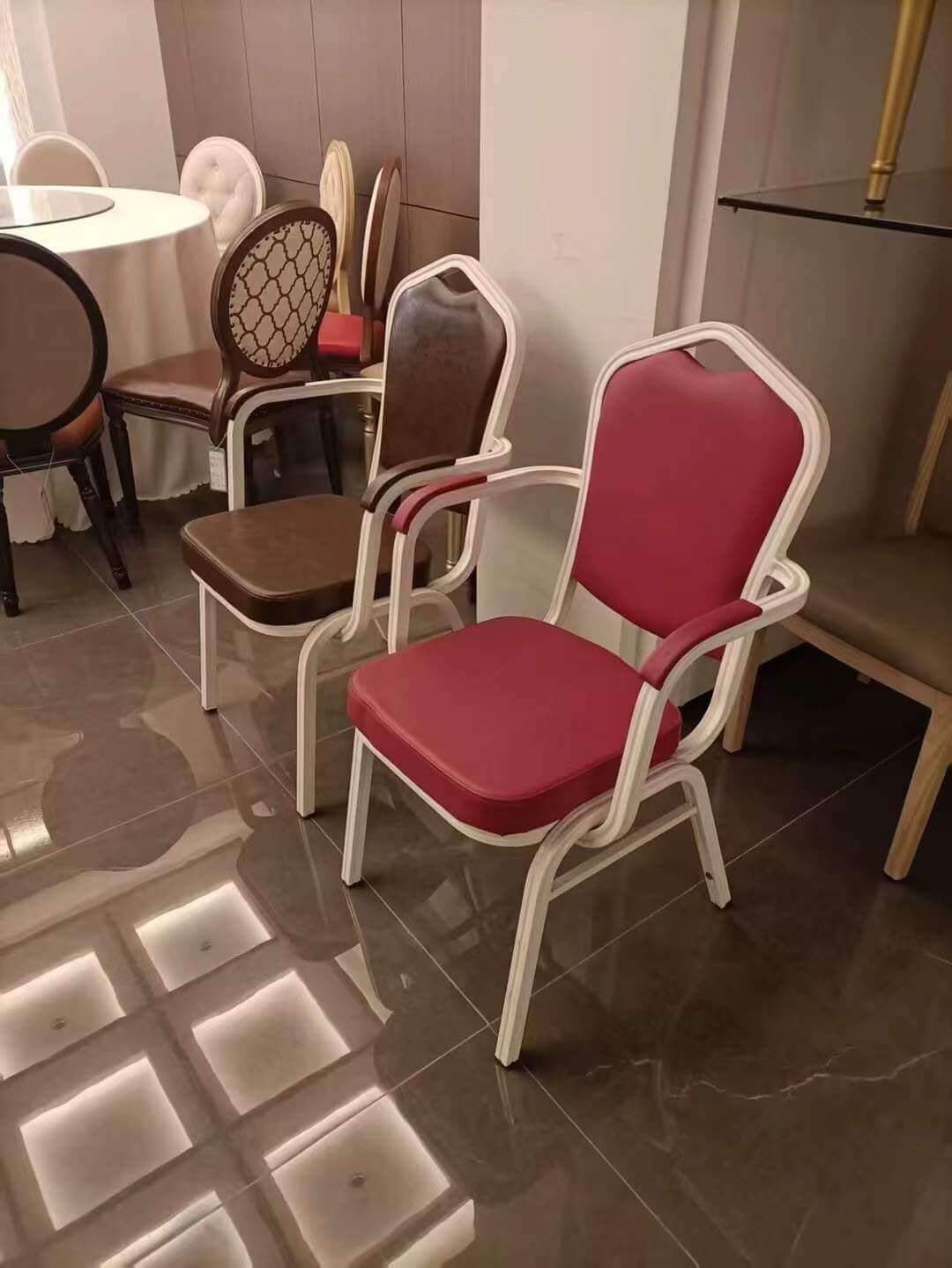 wholesale stacking banquet chair with armrest for events