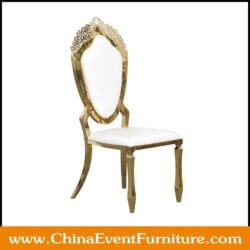 wholesale luxury stainless steel white gold chair for weddings