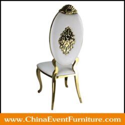 wholesale white and gold oval back dining chair for weddings