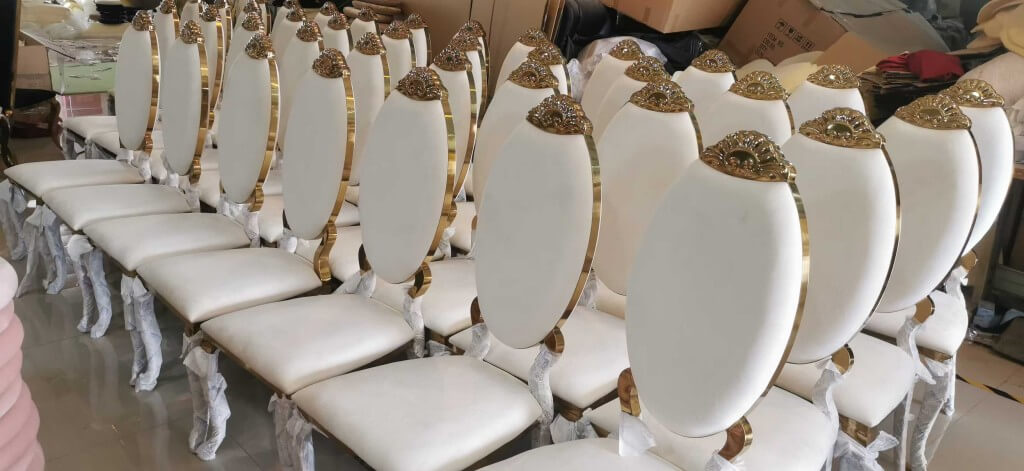 wholesale gold and white Stainless Steel Wedding Chair for sale