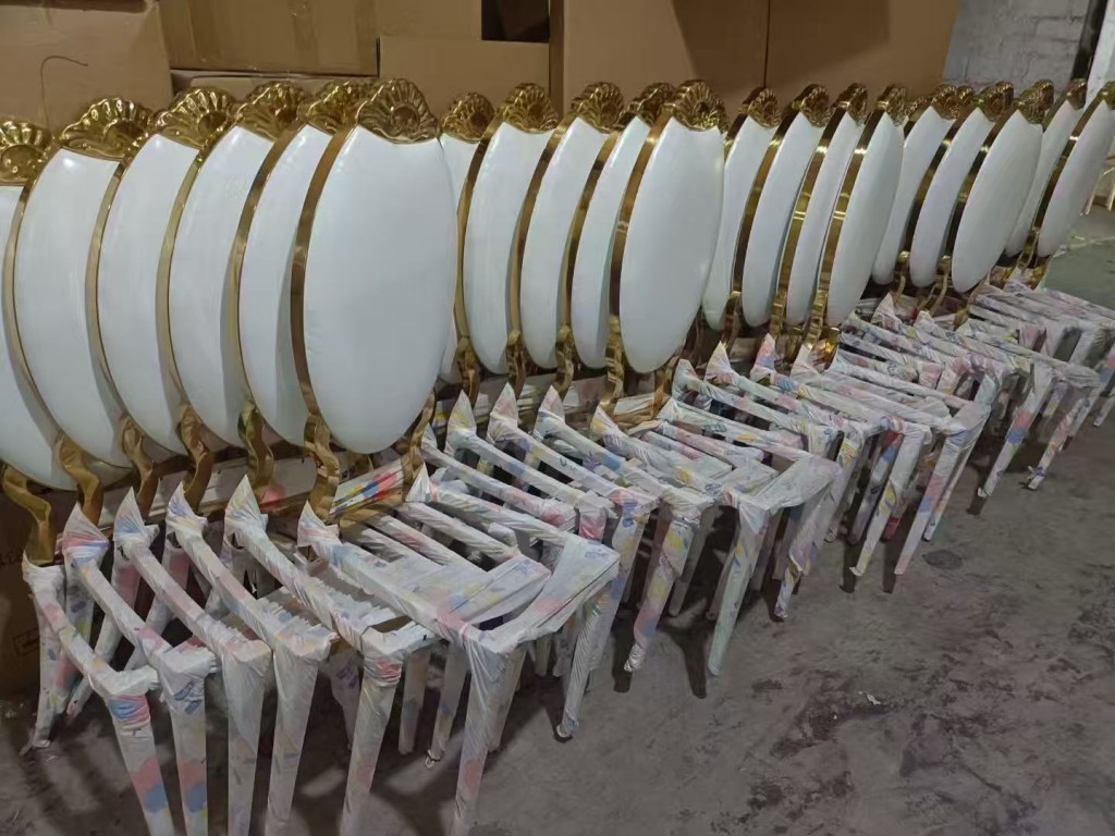 wholesale gold and white Stainless Steel Wedding Chair for sale