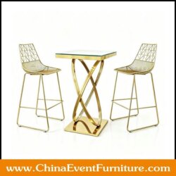 wholesale luxury stainless steel bar table and stools with backs for weddings