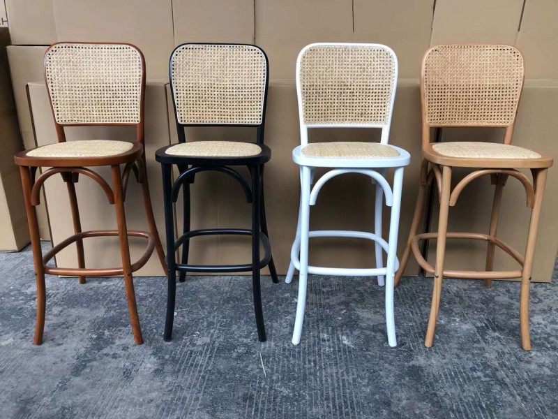 wholesale wooden cane back counter stools for bars