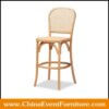 wholesale natural wood frame cane back counter stools for events