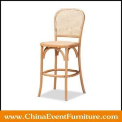 wholesale natural wood frame cane back counter stools for events