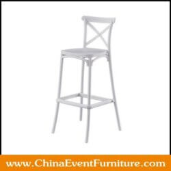 wholesale stackable white PP cross back bar stools for weddings