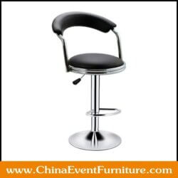 wholesale silver stainless steel black faux leather swivel counter stools for hotel