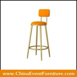 wholesale metal frame gold counter stools with high backs for events