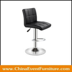 wholesale silver stainless steel black leather swivel counter height stools for bars