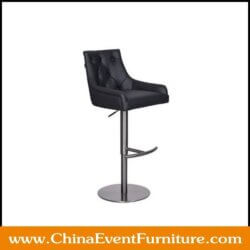 wholesale silver stainless steel black leather swivel counter stools with backs for sale