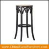 wholesale round wooden bar stools with rattan seat for hotel bars