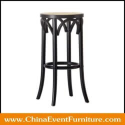 wholesale round wooden bar stools with rattan seat for hotel bars