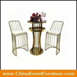 wholesale gold stainless steel bar table and bar stools for hotel bars