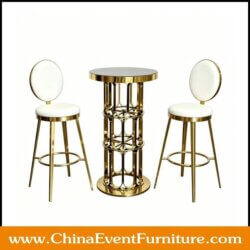 wholesale gold stainless steel bar table and stools f or hotel bars