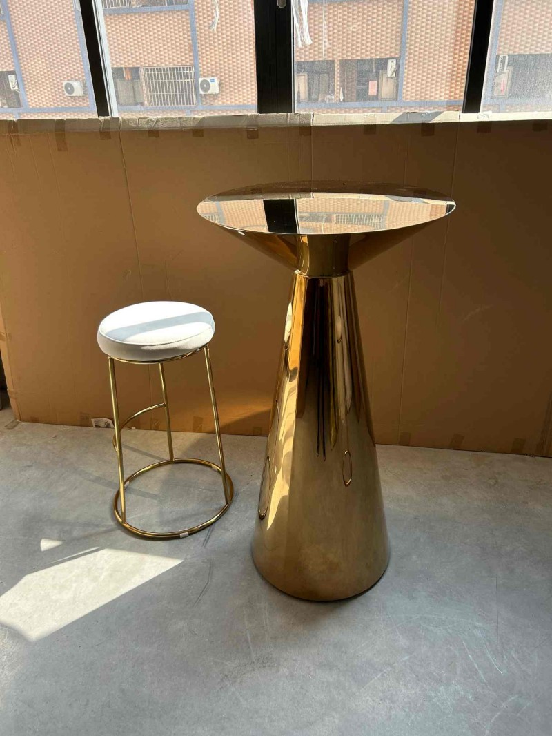 gold stainless steel bar table and stools wholesale for bars