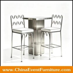 wholesale silver stainless steel pub table and chairs for hotel bars