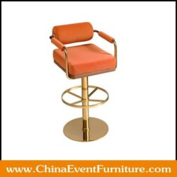 wholesale gold stainless steel swivel counter stools with backs and arms for hotel bars