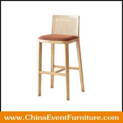 wholesale fabric cushion wicker counter stools with backs for events